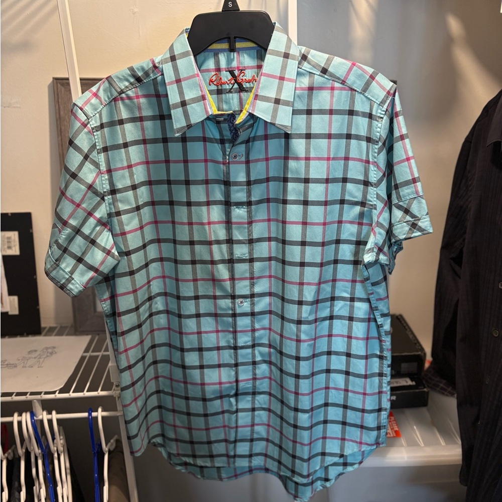 Robert Graham Teal and Purple Checkered Shirt